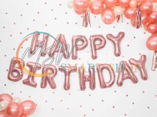 Balon foliowy dekoracja urodzinowa Happy Birthday różowe złoto 340cm x 35cm