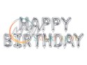 Balon foliowy dekoracja urodzinowa Happy Birthday srebrna 340cm x 35cm