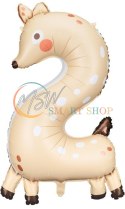 Balon foliowy urodzinowy cyfra "2" - Sarenka 50x88 cm