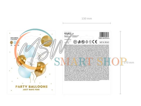 Balony urodzinowe Pastel Light Blue biały złoty niebieski 30cm 6 sztuk Balony urodzinowe Pastel Light Blue biały złoty niebieski 30cm 6 sztuk