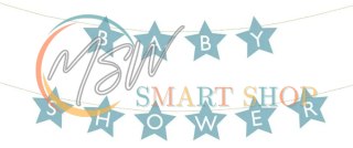 Baner napis na baby shower gwiazdki jasnoniebieskie 290cm x 16,5cm