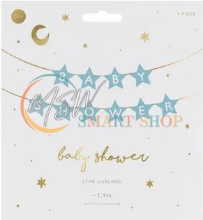 Baner napis na baby shower gwiazdki jasnoniebieskie 290cm x 16,5cm Baner napis na baby shower gwiazdki jasnoniebieskie 290cm x 16,5cm