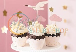 Dekoracje do muffinek babeczek - Bocian 11cm-12cm 7 sztuk