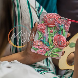 Kolorowanka gipsowa obraz do malowania 3D CANDELLANA kwiaty peonie zestaw farby i pędzle