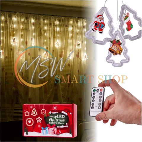 Kurtyna LED na okno girlanda świąteczna choinkowa 3 m 125 LED