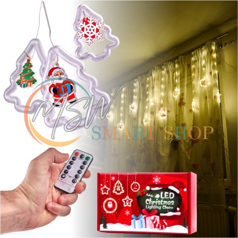 Kurtyna LED na okno girlanda świąteczna choinkowa 3 m 125 LED