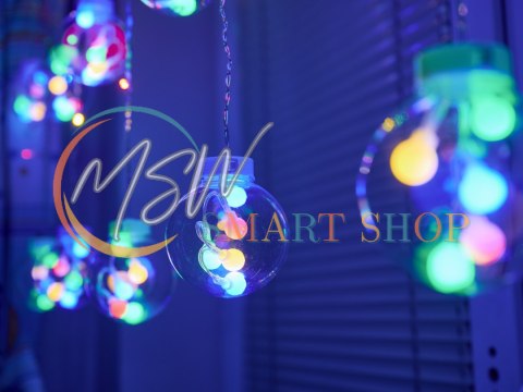 Lampki LED kurtyna kule świąteczne choinkowe 3m 108LED multikolor Lampki LED kurtyna kule świąteczne choinkowe 3m 108LED multikolor