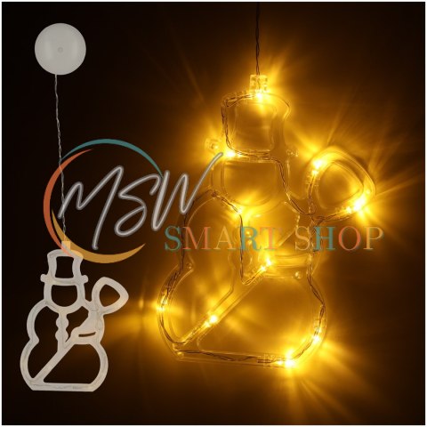 Lampki LED wisząca dekoracja świąteczna okna bałwanek 49cm przyssawka 10 LED