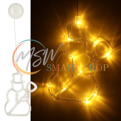 Lampki LED wisząca dekoracja świąteczna okna bałwanek 49cm przyssawka 10 LED