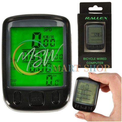 Licznik rowerowy RALLEX wodoodporny przewodowy prędkościomierz podświetlany 25w1 LCD