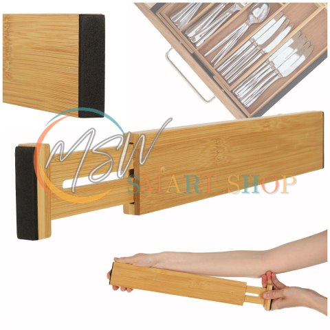 Organizer do szuflady bambusowy separator regulowany na sztućce narzedzia 43cm 1 sztuka Organizer do szuflady bambusowy separator regulowany na sztućce narzedzia 43cm 1 sztuka