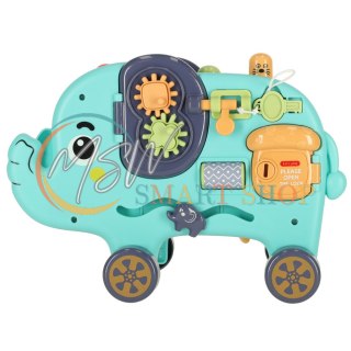 Słonik tablica manipulacyjna montessori wbijak sorter klocki młotek 26cm
