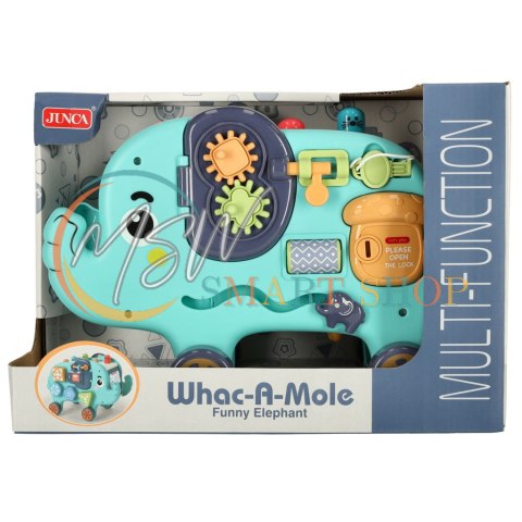 Słonik tablica manipulacyjna montessori wbijak sorter klocki młotek 26cm Słonik tablica manipulacyjna montessori wbijak sorter klocki młotek 26cm
