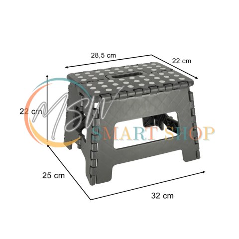 Stołek taboret składany antypoślizgowy 22cm ciemny szary Stołek taboret składany antypoślizgowy 22cm ciemny szary
