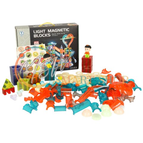 Klocki magnetyczne marble tor kulkowy świecący 202 elementy