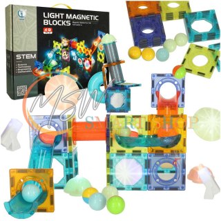 Klocki magnetyczne marble tor kulkowy świecący 49 elementów