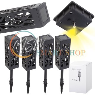 Lampa solarna ogrodowa ażurowa latarenka lamion LED czujnik zmierzchu wbijana 4szt.