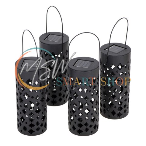 Lampa solarna ogrodowa ażurowa latarenka lampion LED czujnik zmierzchu wbijana 4szt.