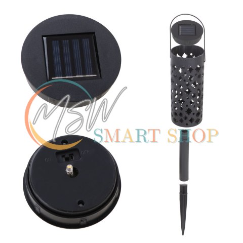 Lampa solarna ogrodowa ażurowa latarenka lampion LED czujnik zmierzchu wbijana 4szt.