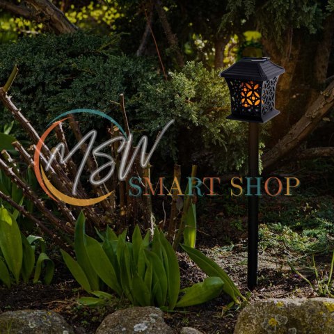 Lampa solarna ogrodowa ażurowa latarenka wisząca wbijana lampion 12 LED