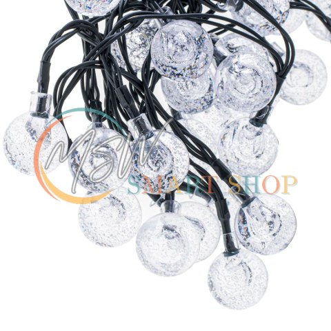 Lampki ogrodowe solarne kulki 7m 50LED ciepły biały