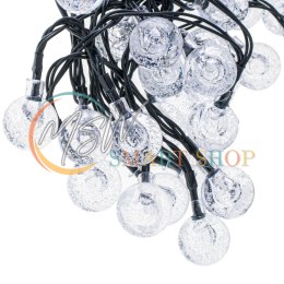 Lampki ogrodowe solarne kulki 7m 50LED zimny biały