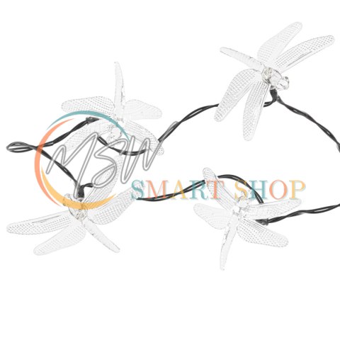 Lampki ogrodowe solarne ważki 6,5m 30LED ciepły biały
