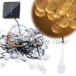 Lampki solarne ogrodowe łezki 6,5m 30LED ciepły biały
