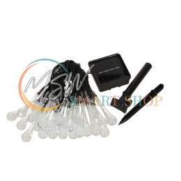Lampki solarne ogrodowe łezki 6,5m 30LED ciepły biały