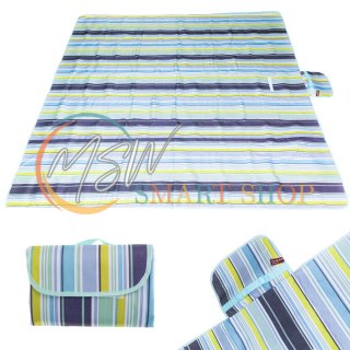 Mata plażowa wodoodporna koc piknikowy plażowy składany torba XXL 200x200cm niebieska