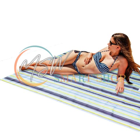 Mata plażowa wodoodporna koc piknikowy plażowy składany torba XXL 200x200cm niebieska Mata plażowa wodoodporna koc piknikowy plażowy składany torba XXL 200x200cm niebieska