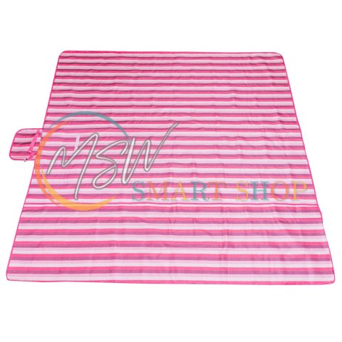 Mata plażowa wodoodporna koc piknikowy plażowy składany torba XXL 200x200cm różowa Mata plażowa wodoodporna koc piknikowy plażowy składany torba XXL 200x200cm różowa