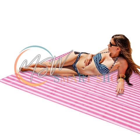 Mata plażowa wodoodporna koc piknikowy plażowy składany torba XXL 200x200cm różowa Mata plażowa wodoodporna koc piknikowy plażowy składany torba XXL 200x200cm różowa