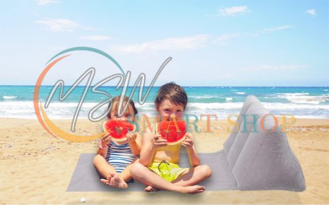 Mata plażowa z dmuchanym oparciem leżak na plażę do domu ogrodu z poduszką uniwersalny szary Mata plażowa z dmuchanym oparciem leżak na plażę do domu ogrodu z poduszką uniwersalny szary