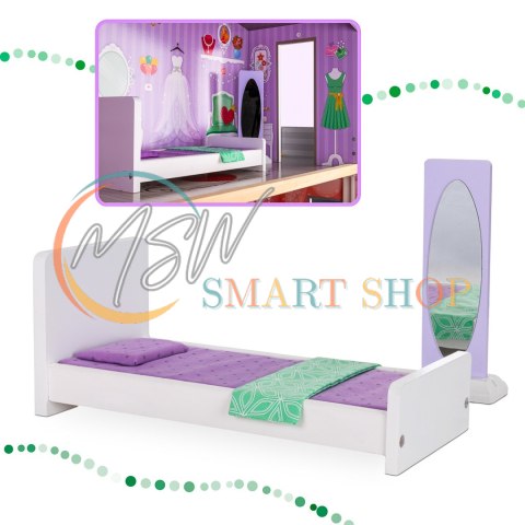 Domek dla lalek drewniany mebelki pastelowy 117cm