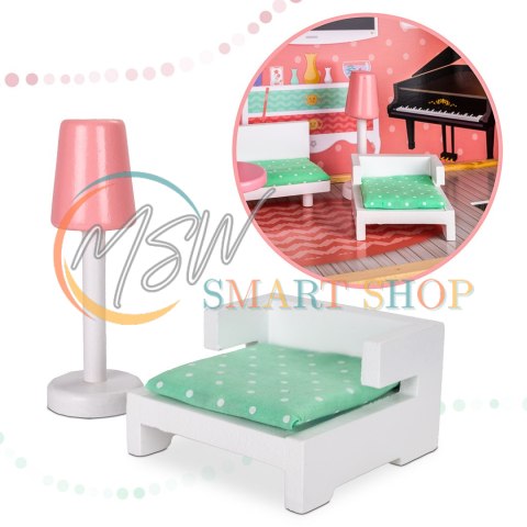 Domek dla lalek drewniany mebelki pastelowy 117cm