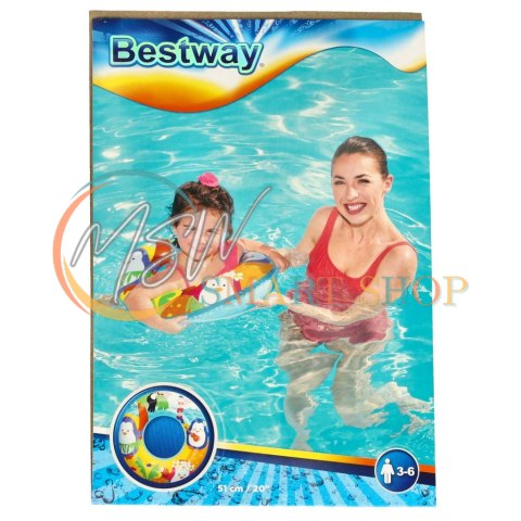 Kółko do pływania koło dmuchane kółko plażowe pingwinek 60 kg BESTWAY 36113 51 cm Kółko do pływania koło dmuchane kółko plażowe pingwinek 60 kg BESTWAY 36113 51 cm