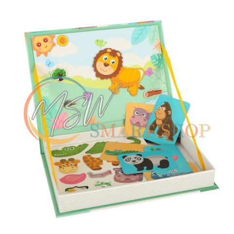Książeczka magnetyczna układanka puzzle na magnes zwierzęta safari 47el.