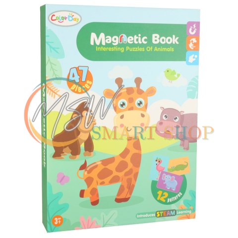 Książeczka magnetyczna układanka puzzle na magnes zwierzęta safari 47el.