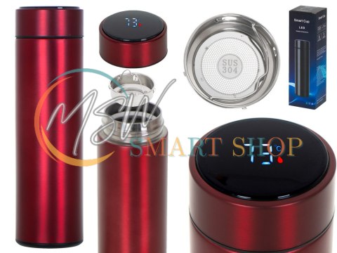 Kubek bidon termiczny termos smart LED 500ml bordowy Kubek bidon termiczny termos smart LED 500ml bordowy