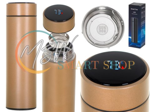 Kubek bidon termiczny termos smart LED 500ml złoty Kubek bidon termiczny termos smart LED 500ml złoty