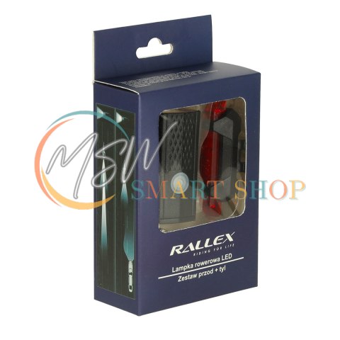 Lampka rowerowa LED RALLEX zestaw tył-przód na rower kierownicę USB