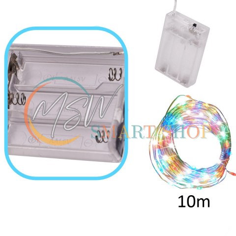 Lampki LED druciki dekoracyjne świąteczne choinkowe 10m 100LED multikolor Lampki LED druciki dekoracyjne świąteczne choinkowe 10m 100LED multikolor