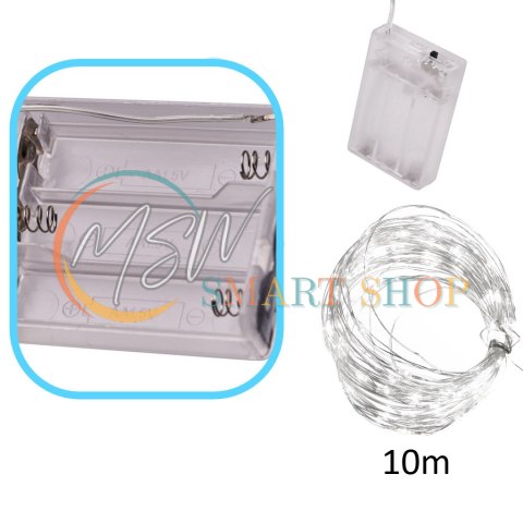 Lampki LED druciki dekoracyjne świąteczne choinkowe 10m 100LED zimny biały Lampki LED druciki dekoracyjne świąteczne choinkowe 10m 100LED zimny biały