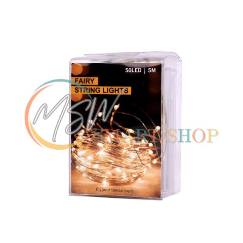 Lampki LED druciki dekoracyjne świąteczne choinkowe 5m 50LED zimny biały Lampki LED druciki dekoracyjne świąteczne choinkowe 5m 50LED zimny biały