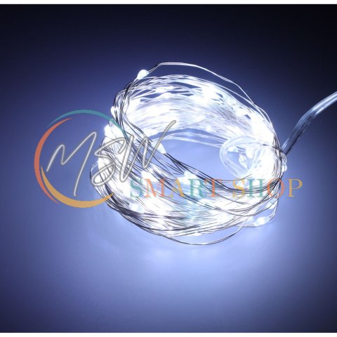 Lampki LED druciki dekoracyjne świąteczne choinkowe 5m 50LED zimny biały Lampki LED druciki dekoracyjne świąteczne choinkowe 5m 50LED zimny biały