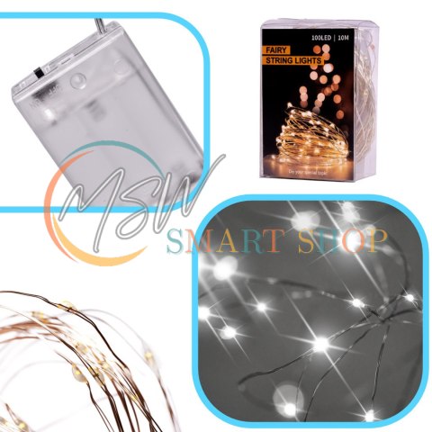 Lampki LED druciki dekoracyjne świąteczne choinkowe 5m 50LED zimny biały Lampki LED druciki dekoracyjne świąteczne choinkowe 5m 50LED zimny biały