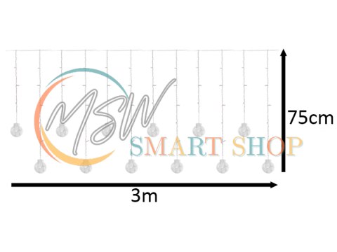 Lampki LED kurtyna kule wiszące świąteczne choinkowe 3m 108LED multikolor ze złączem 8 trybów świecenia