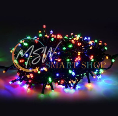 Lampki LED łańcuch świetlny świąteczne choinkowe 10m 100LED multikolor 8 trybów świecenia