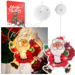 Lampki LED wisząca ozdoba dekoracja okna świąteczna przyssawka Mikołaj z prezentami